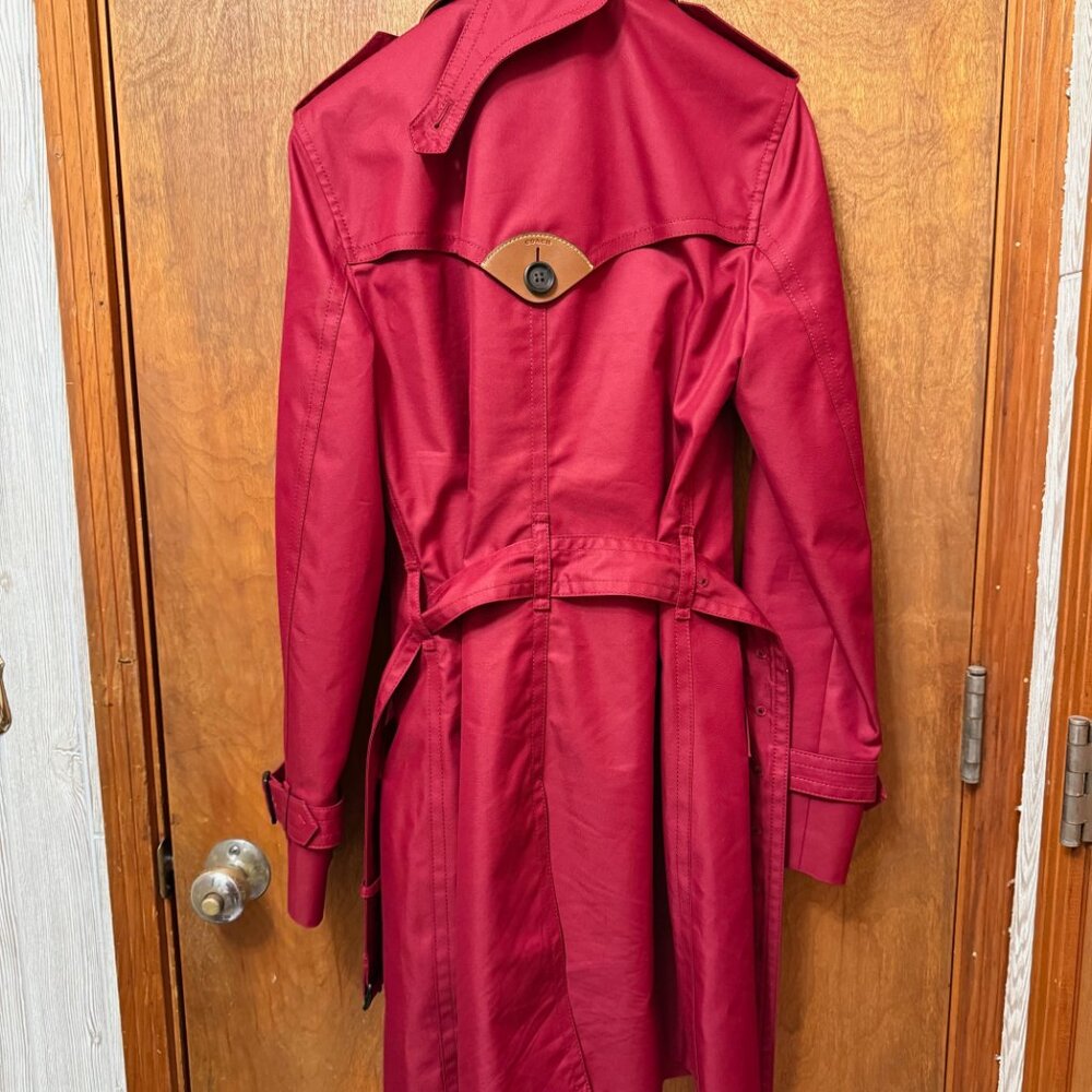 Coach Ruby Red Solid Mid Trench Coat - image 3